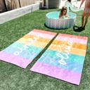  Custom Rainbow Beach Towel with Personalized Name - Retro Style