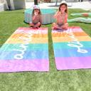  Custom Rainbow Beach Towel with Personalized Name - Retro Style
