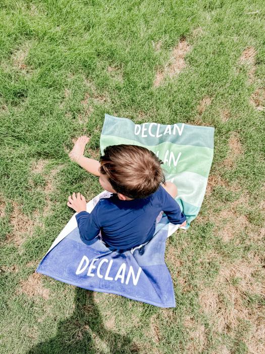 Personalized Boy Beach Towel with Custom Name - Retro
