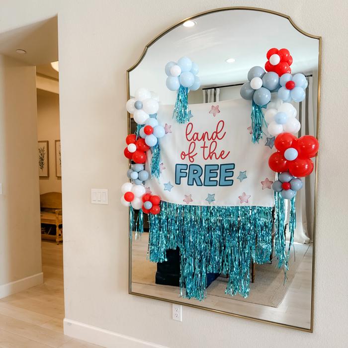 Land of the Free Patriotic Banner - 4th of July Memorial Day Decor and Backdrop