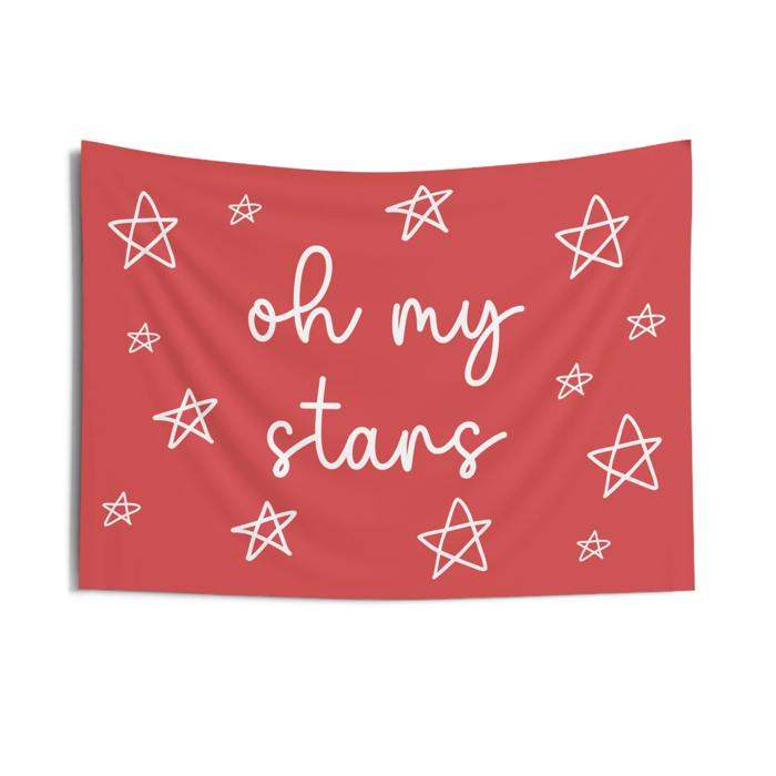 Oh My Stars Patriotic Banner Red - Memorial Day 4th of July Decoration Backdrop