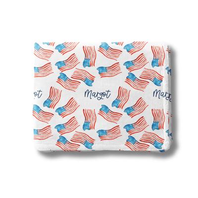 Custom Patriotic USA Flag Name Blanket - 4th of July Memorial Day and Summer Holiday Designs