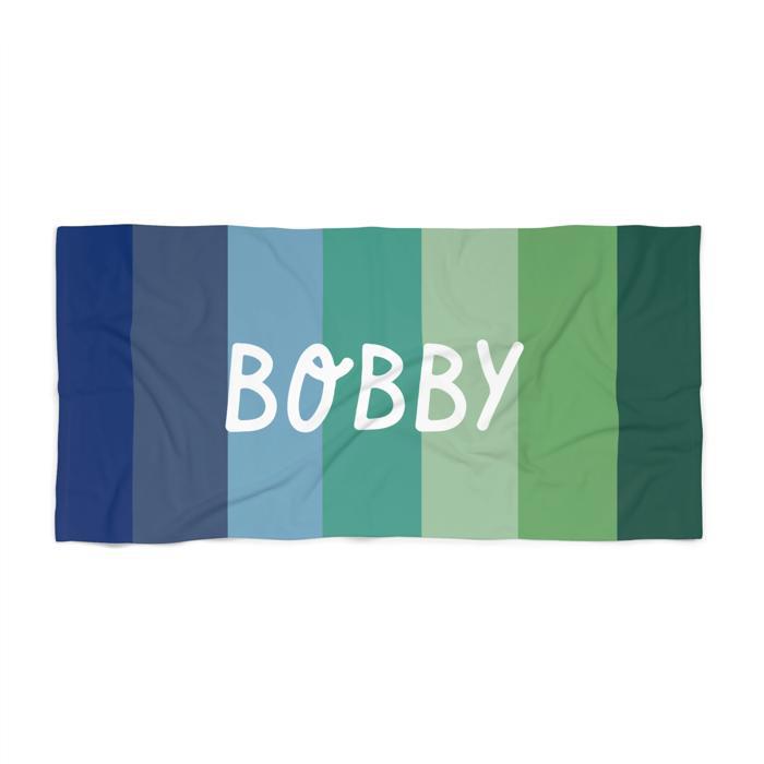 Custom Rainbow Beach Towel with Personalized Name - Retro Style