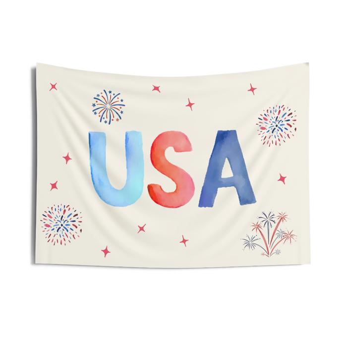 USA Patriotic Banner - Memorial Day and 4th of July Wall Decor and Backdrop