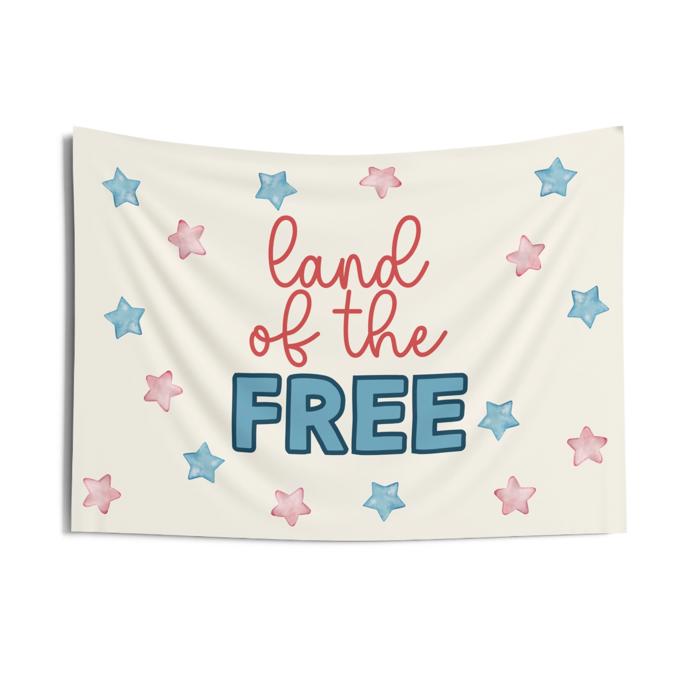 Land of the Free Patriotic Banner - 4th of July Memorial Day Decor and Backdrop