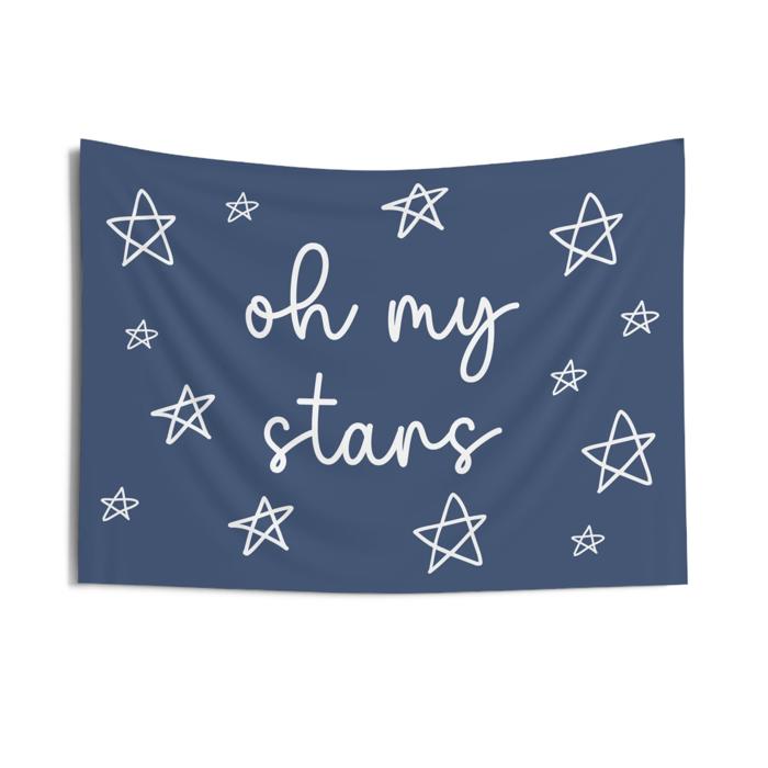 Oh My Stars Blue Patriotic Banner - Stars Memorial Day 4th of July Decor Backdrop