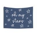  Oh My Stars Blue Patriotic Banner - Stars Memorial Day 4th of July Decor Backdrop