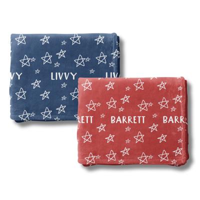 Custom Patriotic Stars Name Holiday Blanket - Personalized 4th of July Memorial Day Summer Gift