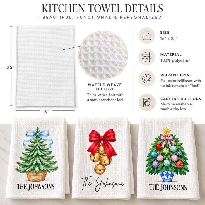 Personalized Christmas Kitchen Waffle Towels