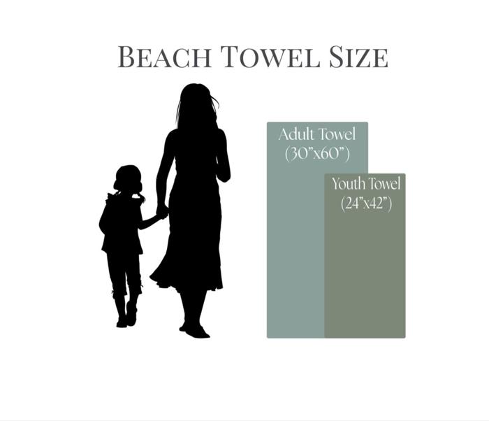 Personalized Pastel Stripes Beach Towel - Two Sizes - 24" x 42" (Small) 30" x 60"  (Premium)