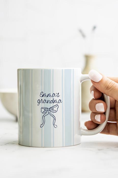 Personalized Mothers Day Coffee Mug Striped Ceramic Mug with Name or Message