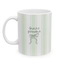 11 oz - Green Mug Personalized Mothers Day Coffee Mug Striped Ceramic Mug with Name or Message