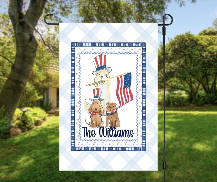 Patriotic Pups - Personalized Garden Flags