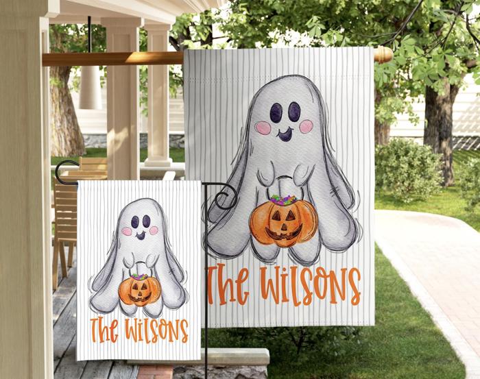 Personalized Ghost Halloween Garden Flag - 3 sizes 