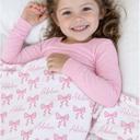Minky Blanket 60x80 - Throw Personalized Baby Girl Minky Blanket  - Pink Bows