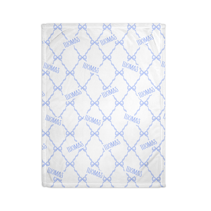 Personalized Blue Bow Nursery & Toddler Blanket