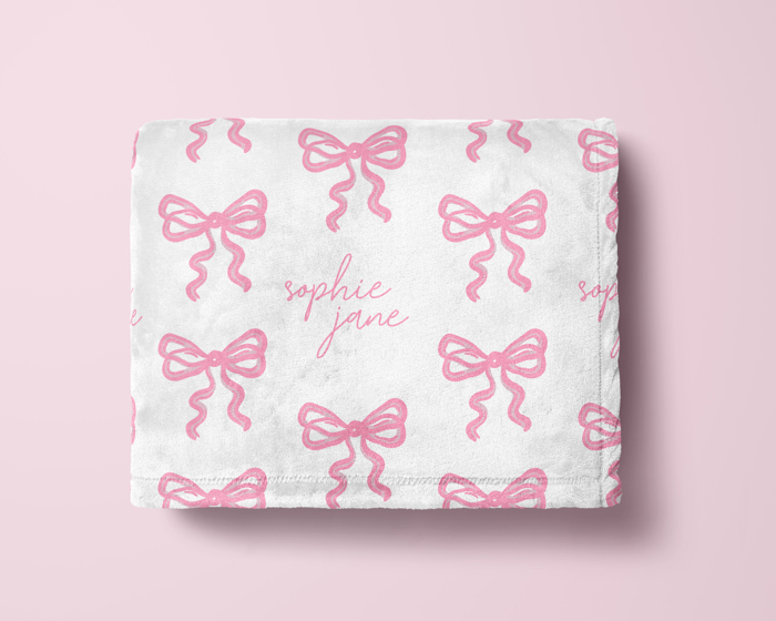 Baby Girl Bow Name Blanket - 3 Sizes