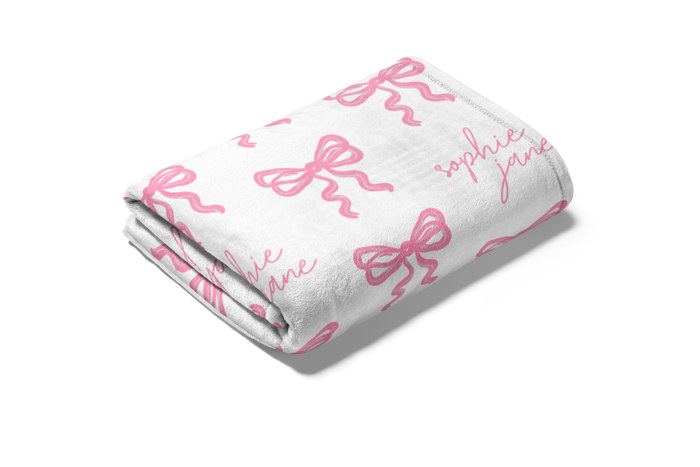 Baby Girl Bow Name Blanket - 3 Sizes