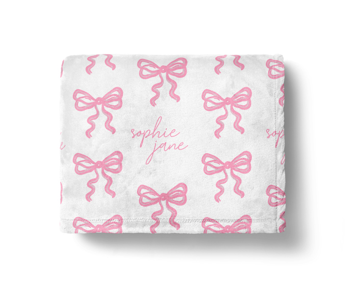 Baby Girl Bow Name Blanket - 3 Sizes