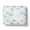  Personalized Blue Bow Baby Girl Blanket