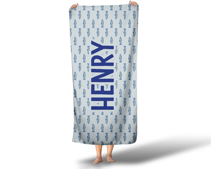 Personalized Trout Beach Towel – Custom Name Fishing Towel – Kids & Adult Pool Towel – Summer Lake Gift for Boys