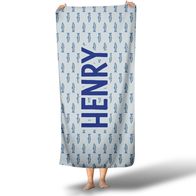 Personalized Trout Beach Towel – Custom Name Fishing Towel – Kids & Adult Pool Towel – Summer Lake Gift for Boys