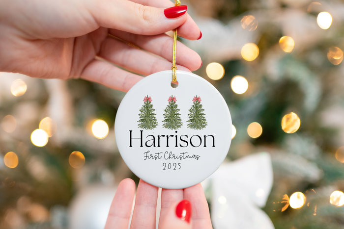 Baby First Christmas Ornament - Personalized Ceramic