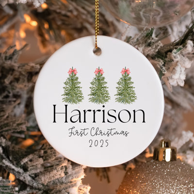 Baby First Christmas Ornament - Personalized Ceramic