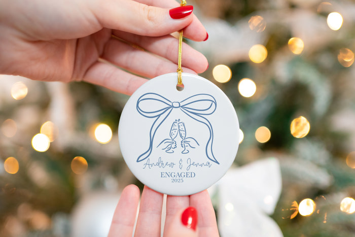 Personalized Just Engaged Ceramic Ornament