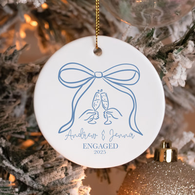 Personalized Just Engaged Ceramic Ornament