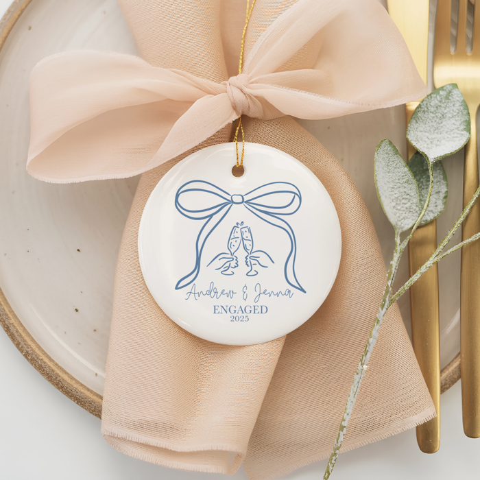 Personalized Just Engaged Ceramic Ornament