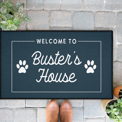Custom Family Name Dog Paw Door Mat