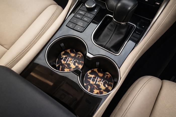 Personalized Animal Print Sandstone Car Coasters – Set of 2