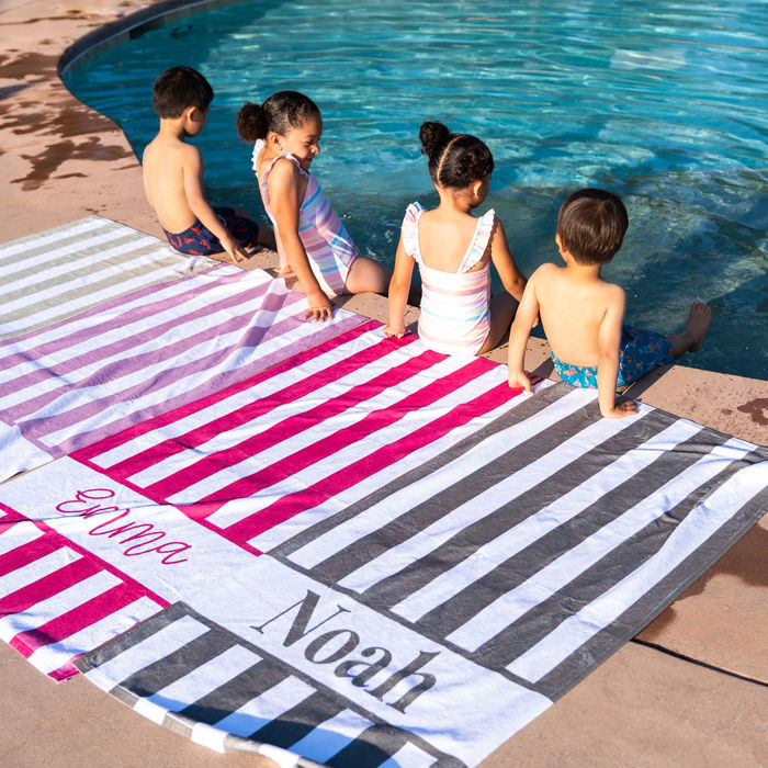 Personalized Beach Towel - Cabana Stripe