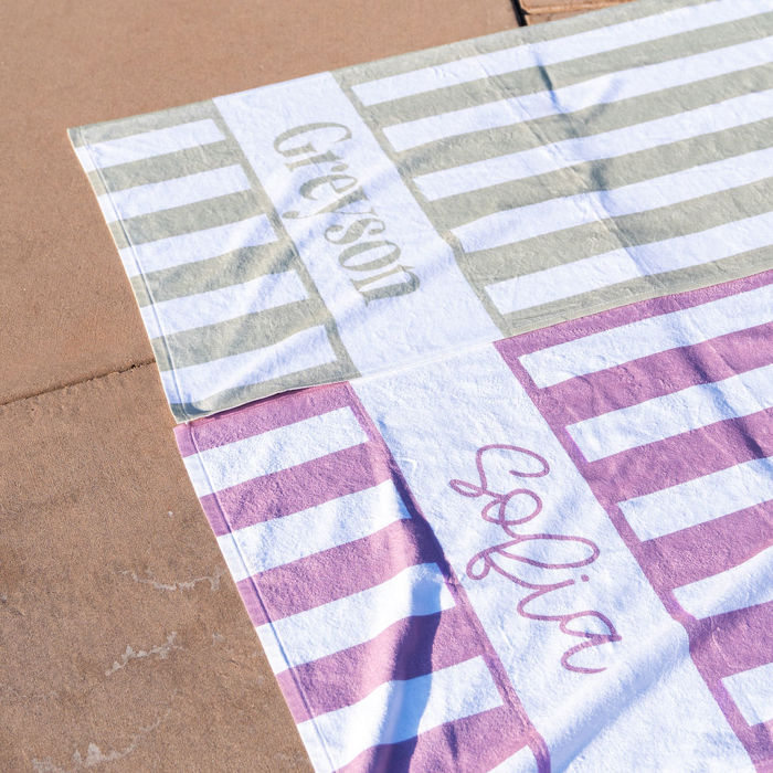 Personalized Beach Towel - Cabana Stripe