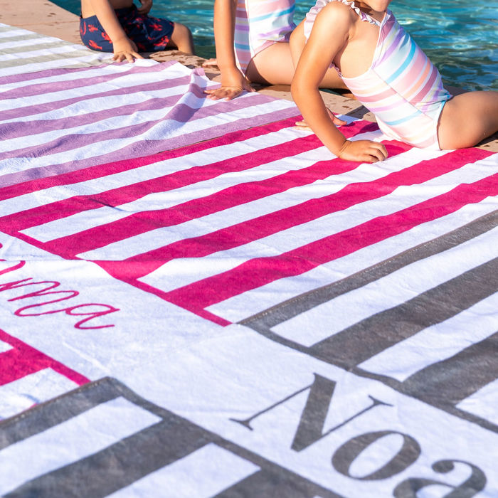 Personalized Beach Towel - Cabana Stripe