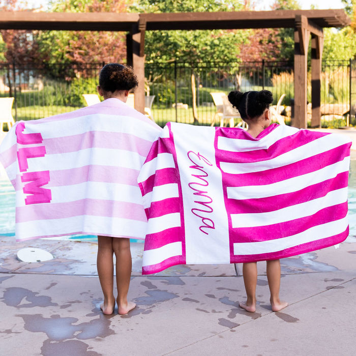 Personalized Beach Towel - Cabana Stripe