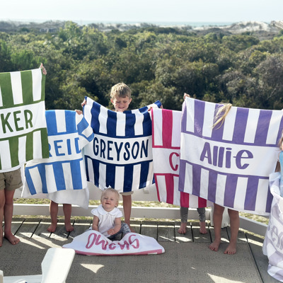 Personalized Beach Towel - Cabana Stripe