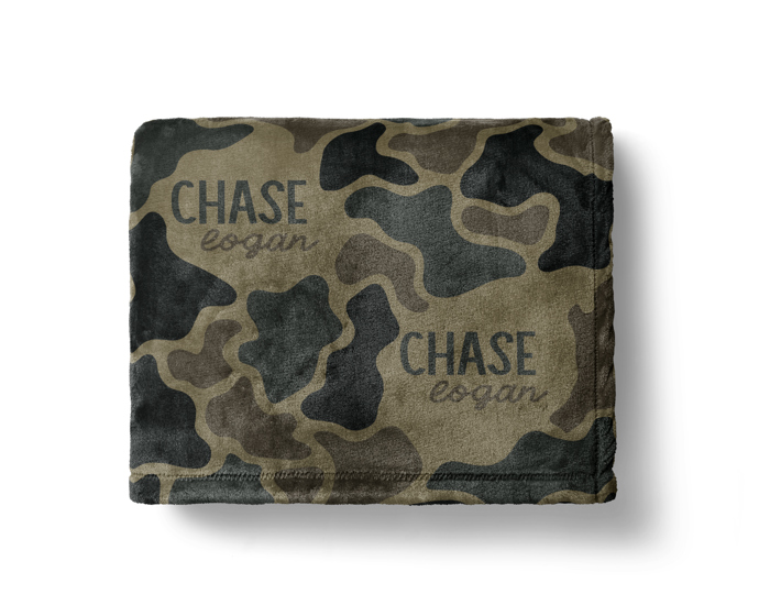 Personalized Camo Minky Blanket - 3 Sizes