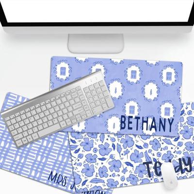 Personalized Desk Mats - Custom Blue Chinoiserie - 4 Designs