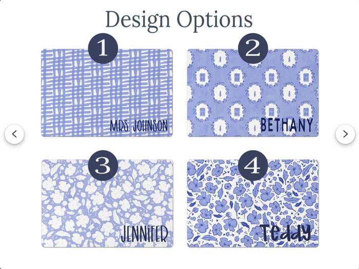 Personalized Desk Mats - Custom Blue Chinoiserie - 4 Designs