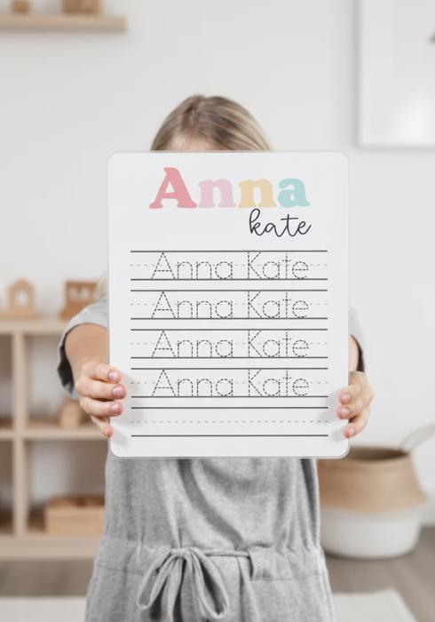 Personalized Name Tracing Board - Cursive or Print Handwriting - Blues or Pinks