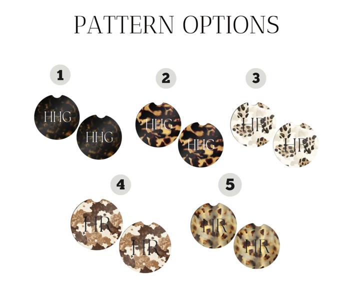 Personalized Animal Print Sandstone Car Coasters – Set of 2