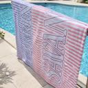  Personalized Pastel Stripes Beach Towel - Two Sizes - 24" x 42" (Small) 30" x 60"  (Premium)