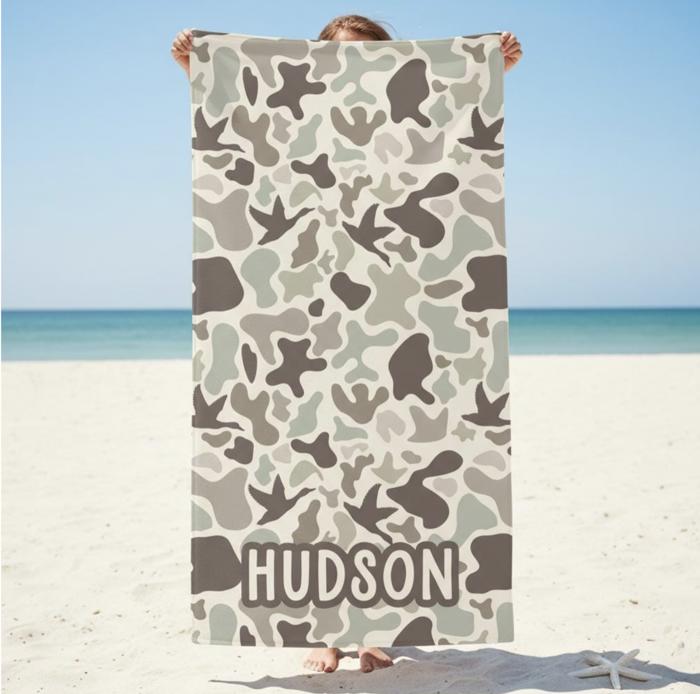 Personalized Camo Beach Towel - Premium 30" x 60"