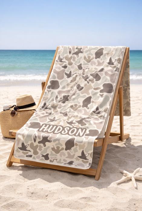 Personalized Camo Beach Towel - Premium 30" x 60"