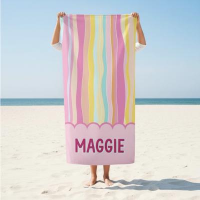 Scallop Stripe Personalized Premium Beach Towel - 30" x 60"