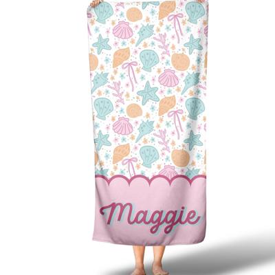 Personalized Scallop Summer Beach Towel - Premium 30" x 60"