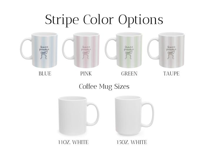 Personalized Mothers Day Coffee Mug Striped Ceramic Mug with Name or Message