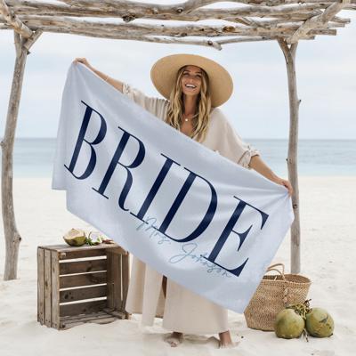 Chic Personalized Bride Beach Towel | Elegant Name Script | 9 Colors | Luxury Poolside & Honeymoon Must-Have